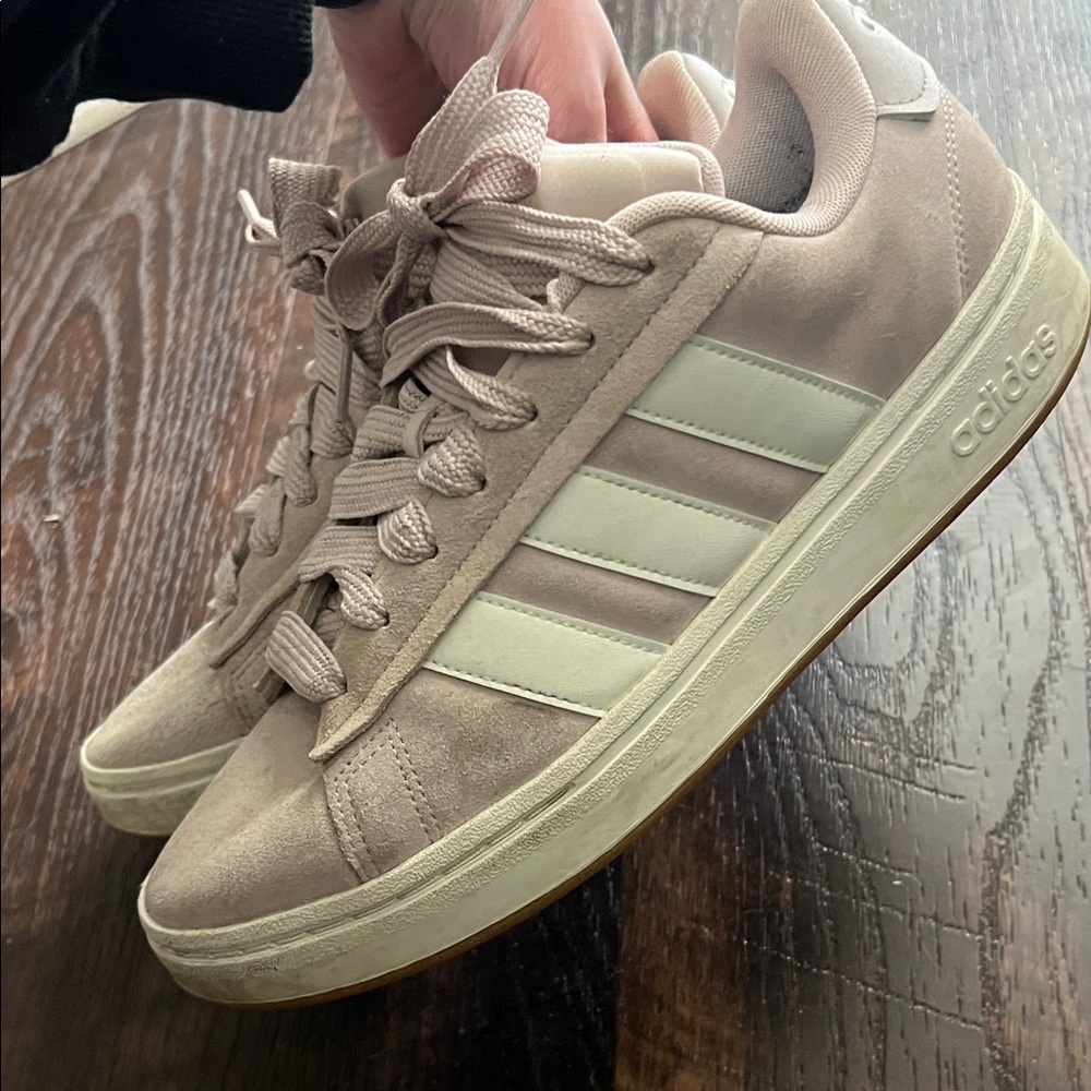 Adidas Women's Taupe and Cream Sneakers